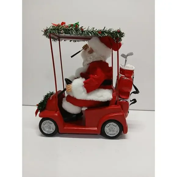 Kurt S. Adler Kurt Adler 11.25-Inch Fabriché Santa Driving Golf Cart - Picture 3 of 7